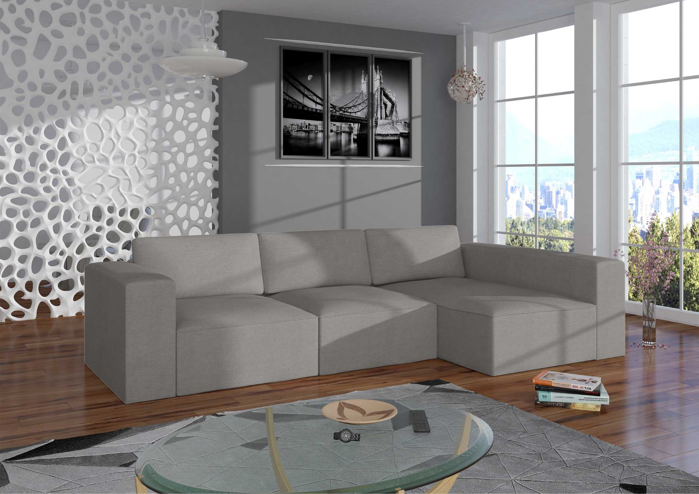 Modułowy narożnik z przeszyciami w kolorze grafitowym